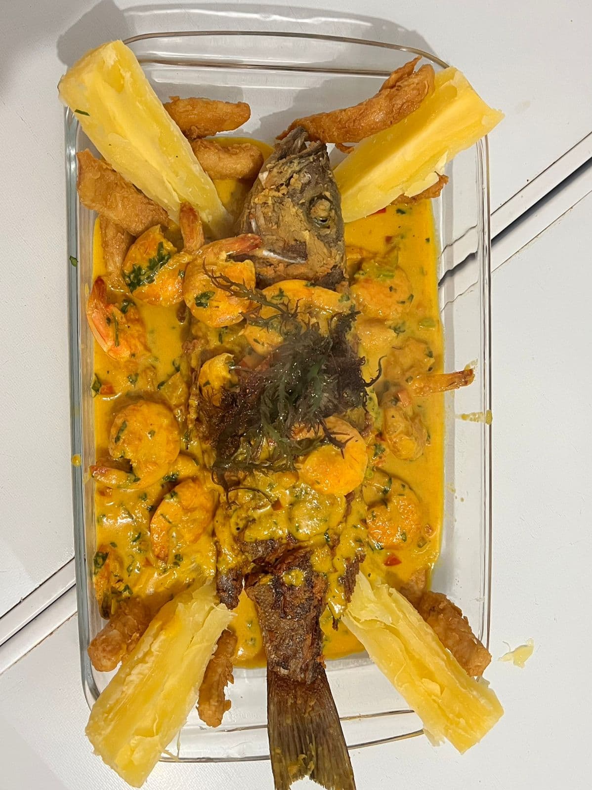 Jalea de Cabrilla en salsa de Langostinos - FUENTE